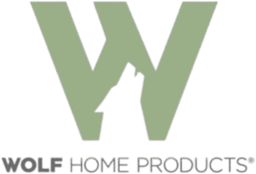 Untitled design (1) Wolf Home Products logo featuring a large green "W" with a silhouette of a wolf howling, and the company name below in uppercase letters.
